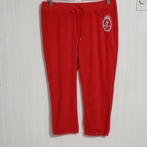 JUICY COUTURE Red Terry Cropped Sweat Pants Size Large
